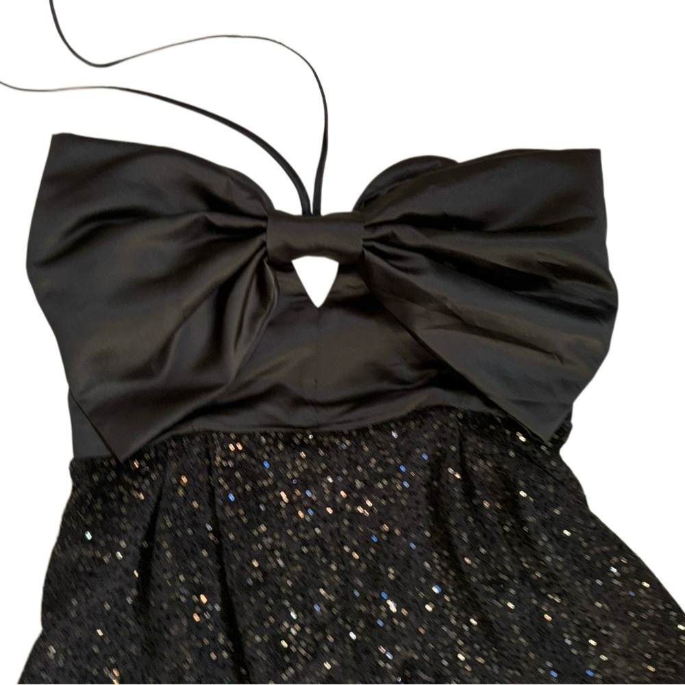 Y2K BLACK SATIN SEQUIN shorts romper party outfit women’s size large - Picture 10 of 13